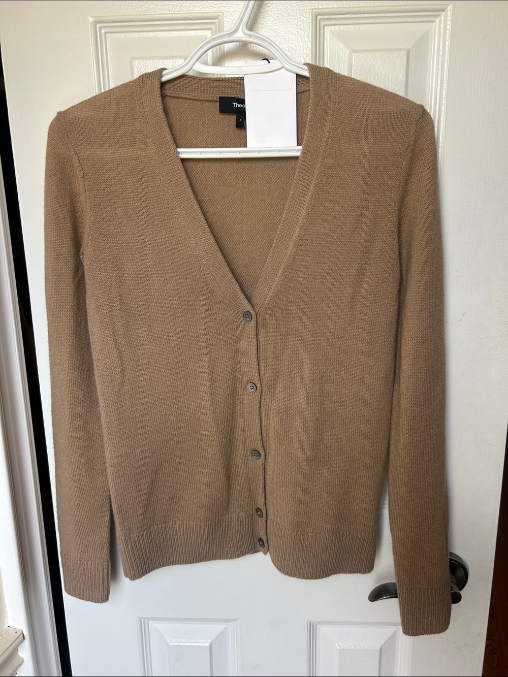 Theory V-Neck Cardigan Palomino Feather Cashmere